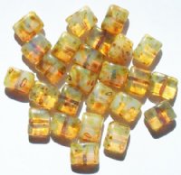 25 8x11x5mm Translucent Topaz Marble Tablet Pillow Beads